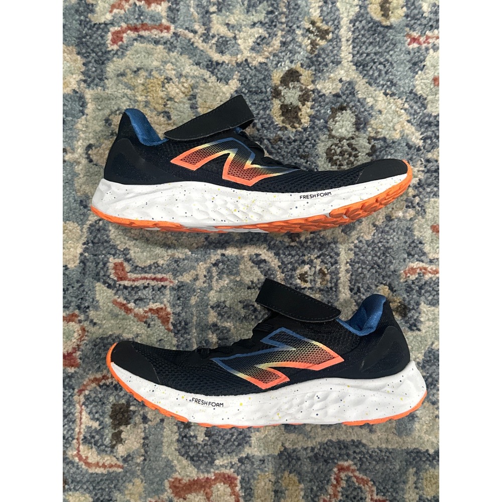 New Balance Kids Black Navy Orange Velcro Sneakers